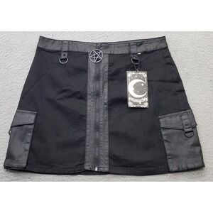 Killstar Shelia Mini Skirt Womens XXL Black Front Zip Cargo Pocket KSRA003607